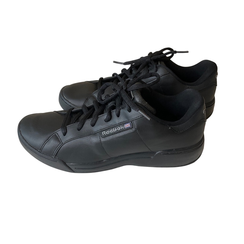 Reebok‎ Classic Sneakers Black Leather Low Profile Retro Comfort Sporty 10.5 - Picture 3 of 10